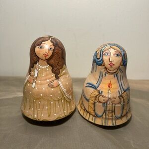 Two Russian angle Roly poly wobble bells